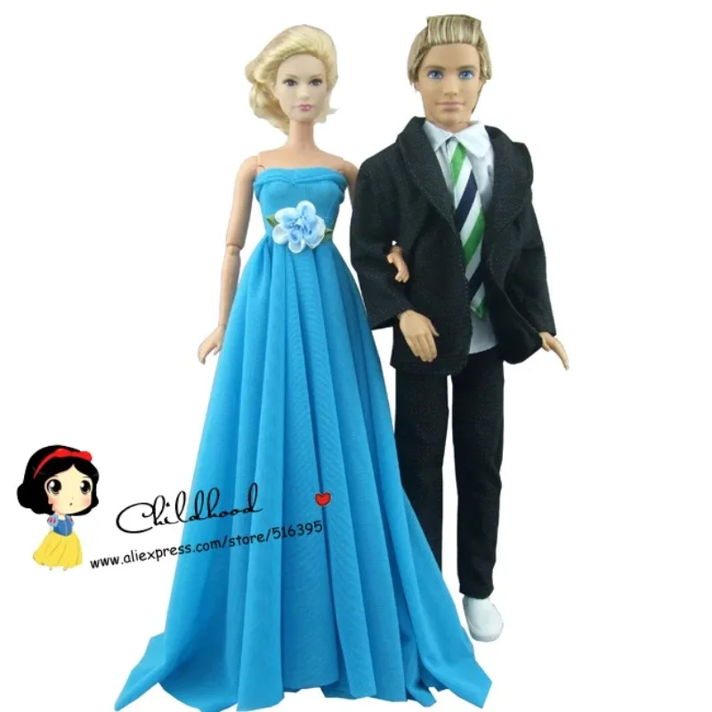 Free shipping 2sets= Blue color evening wedding dress party dress for barbie doll + black suit clothes for ken doll
Free shipping 2sets= Blue color evening wedding dress party dress for barbie doll + black suit clothes for ken doll
