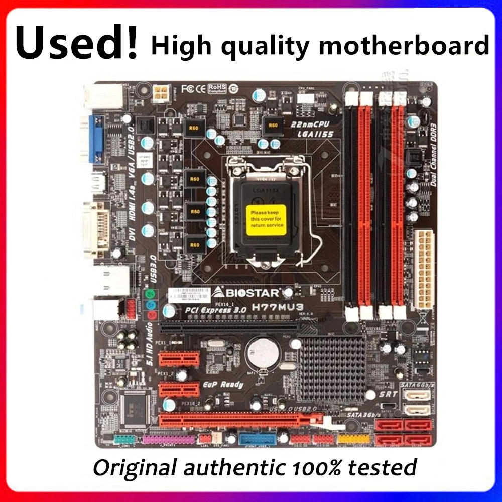 Материнская плата LGA 1155 DDR3 для компьютера Biostar H77MU3 для Intel H77 H77M оригинальная материнская плата Б/у для настольного компьютера
Материнская плата LGA 1155 DDR3 для компьютера Biostar H77MU3 для Intel H77 H77M оригинальная материнская плата Б/у для настольного компьютера