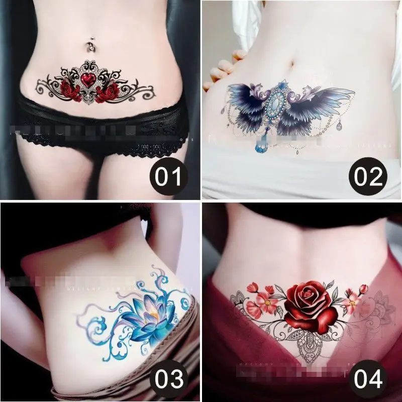 Belly Tattoo Sticker Waterproof Wings Lace Rose Flower Cover Belly Lower Abdomen Scar Stretch Marks
Belly Tattoo Sticker Waterproof Wings Lace Rose Flower Cover Belly Lower Abdomen Scar Stretch Marks