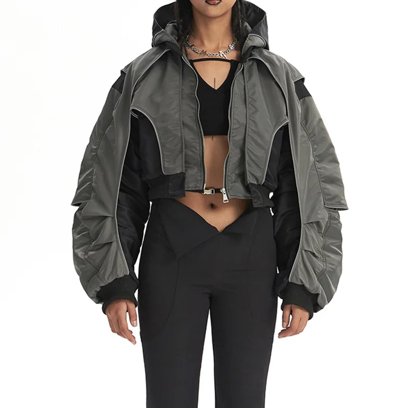 Fashion Women's Jackets Hooded Contrasting Colors Reflective Splicing Pile Up Sleeves Overwear Coat Autumn 2023
Fashion Women's Jackets Hooded Contrasting Colors Reflective Splicing Pile Up Sleeves Overwear Coat Autumn 2023