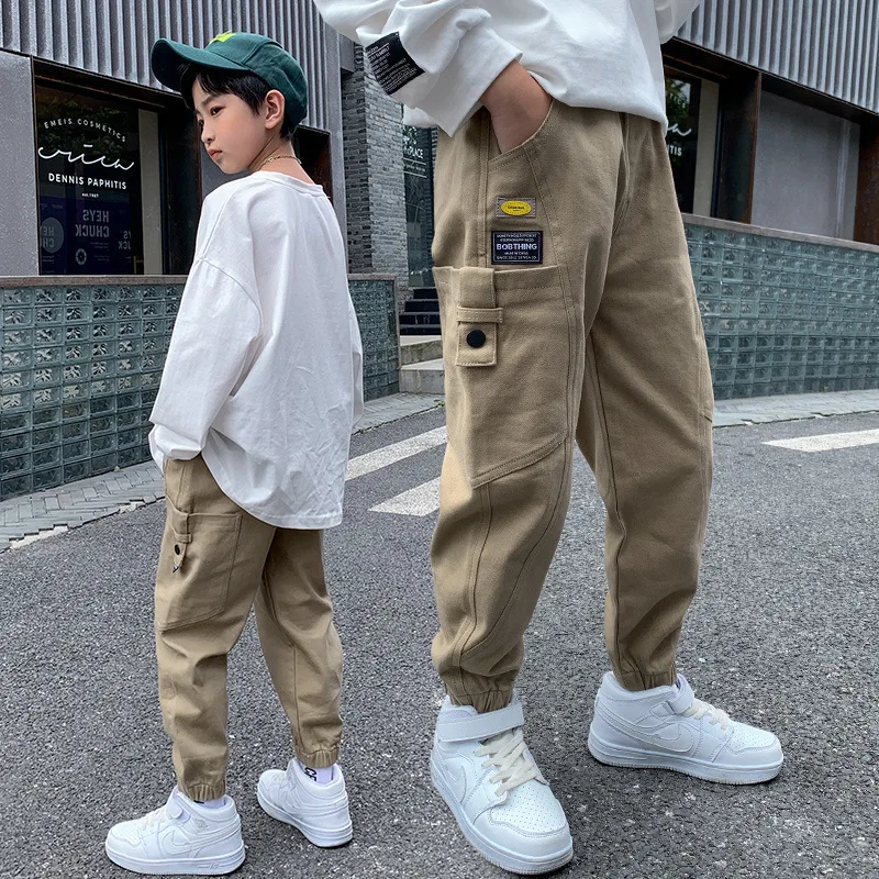 

Cargo Pants for Boys Spring Autumn Casual Boys Pants Loose Pockets Trousers for Kids Teenage Children Sport Clothes 3-10 Years