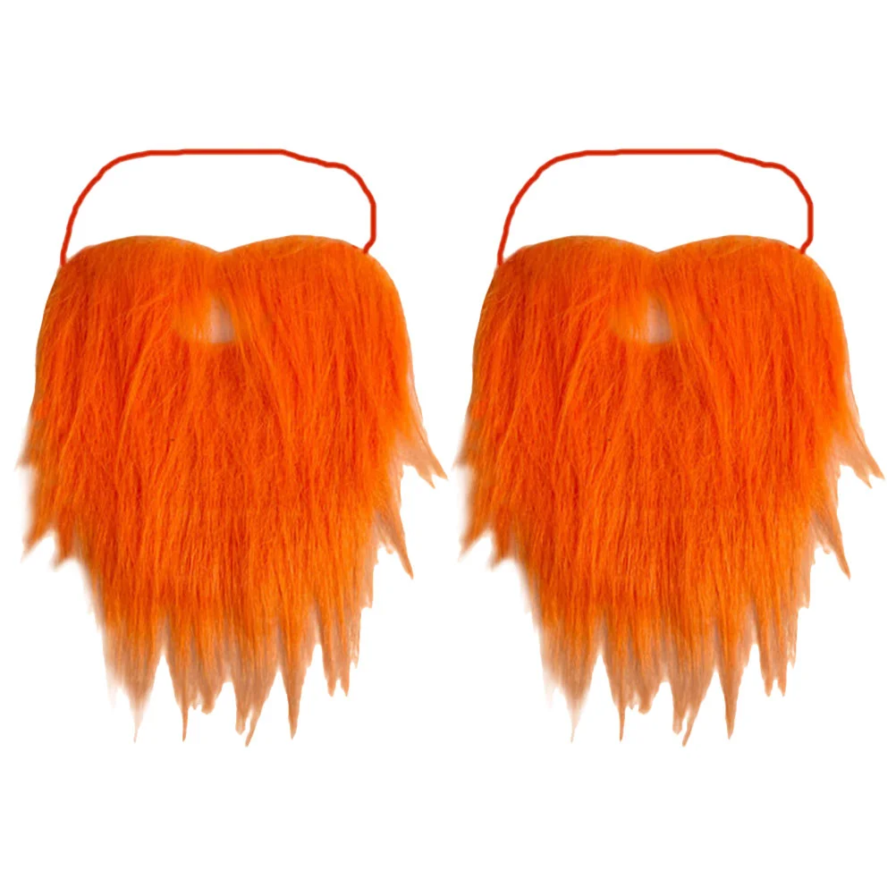 

2 Pcs Prom Party Beard Outfits for Men Dancing Fake Ornament Mask Decoration Flannel Halloween Man Performance Cosplay