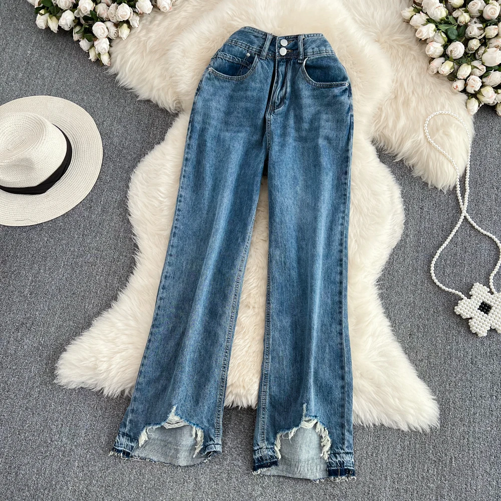 Women's Jeans 2022 Autumn Raw Edge Split Ripped Jeans Leg Straight Jeans High Waist Thin Loose Jeans
Women's Jeans 2022 Autumn Raw Edge Split Ripped Jeans Leg Straight Jeans High Waist Thin Loose Jeans
