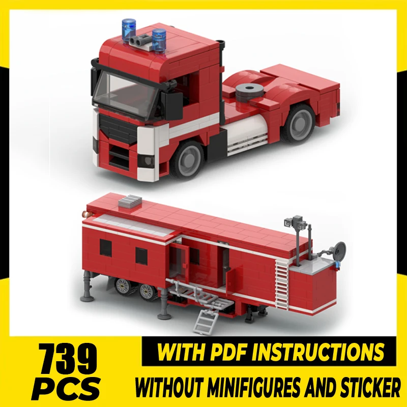 

Moc Building Bricks Fire Department MAN TGX Tractor Model Technology Block City Car Toy DIY Assembly Sets Christmas Gift