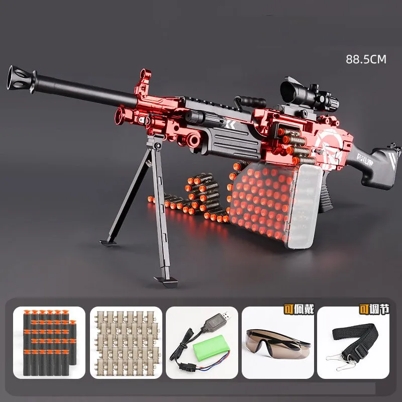 

M249 Electric Manual 2 Modes Submachine Gun Toy Soft Bullet Chain Blaster Launcher For Adults Boys Birthday Gifts Outdoor Games