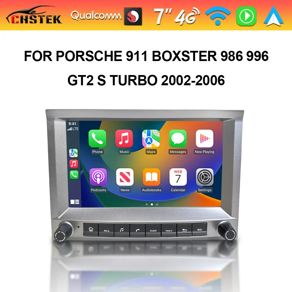 CHSTEK Car Radio 7" Android 13 Qualcomm For Porsche 911 Boxster 986 996 GT2 S Turbo 2002-2006 Carplay WIFI 4G Bluetooth GPS DSP
CHSTEK Car Radio 7" Android 13 Qualcomm For Porsche 911 Boxster 986 996 GT2 S Turbo 2002-2006 Carplay WIFI 4G Bluetooth GPS DSP