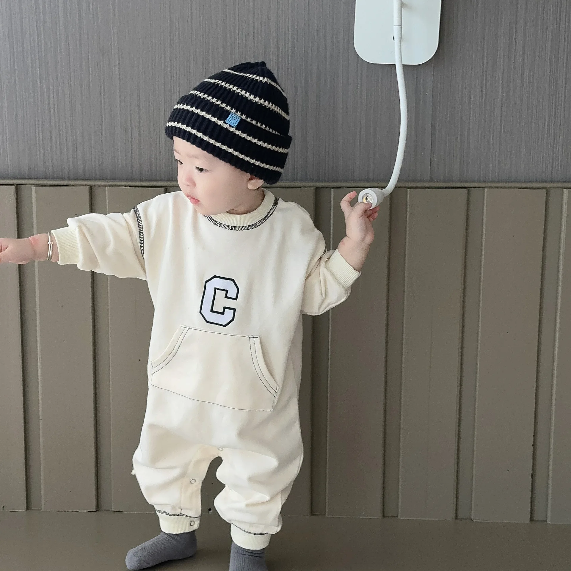 

Детский хлопковый комбинезон с длинным рукавом, на возраст 0-24 месяца