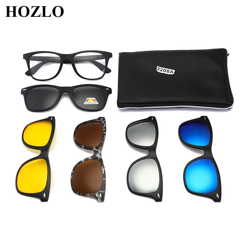 5 In 1 Magnetic Clip On Sunglasses Set Men Women Polarized UV400 Shades Sunglasses Send with bag Can Custom Prescription Lens 
5 In 1 Magnetic Clip On Sunglasses Set Men Women Polarized UV400 Shades Sunglasses Send with bag Can Custom Prescription Lens