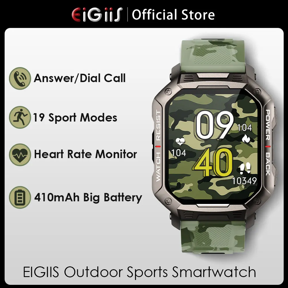 EIGIIS Smart Watch Men Bluetooth Call Heart Rate Monitor 1.83'' HD Full Touch Screen Waterproof Outdoor Sport Smart Watch Men
EIGIIS Smart Watch Men Bluetooth Call Heart Rate Monitor 1.83'' HD Full Touch Screen Waterproof Outdoor Sport Smart Watch Men