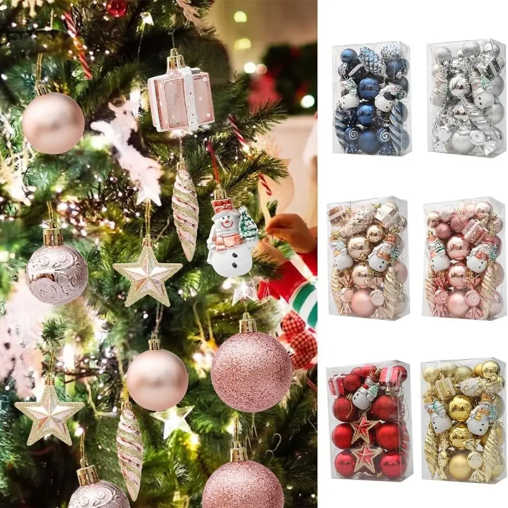 

29Pcs Shatterproof Christmas Ball Ornament Plastic Pine Cone Christmas Baubles Pendant Candy Cane Xmas Tree Hanging Ball