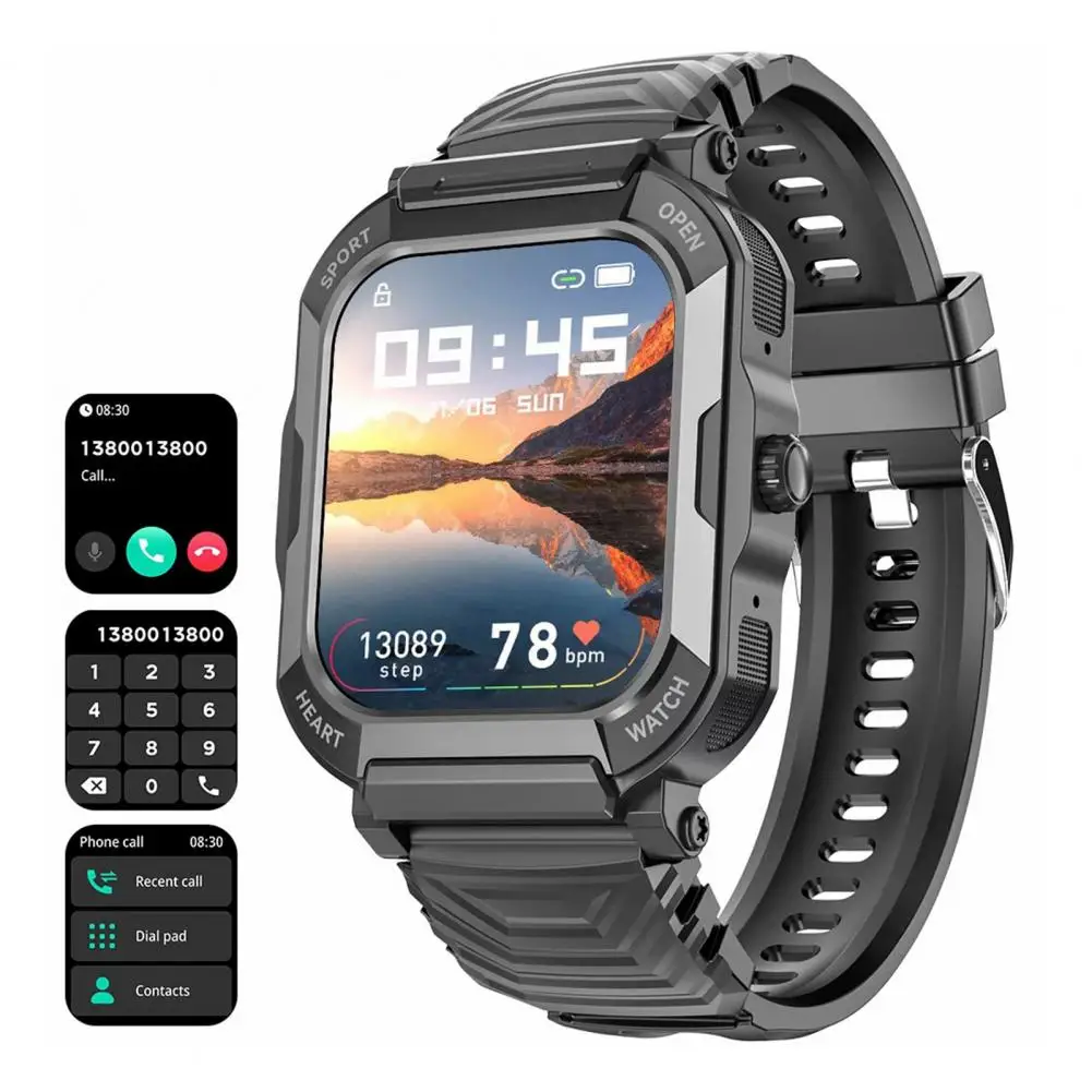 

1 Set Stylish 1.85 Inch Square Screen 240*296 Resolution Multiple Smart Reminders Digital Wristwatch Outdoor Sports