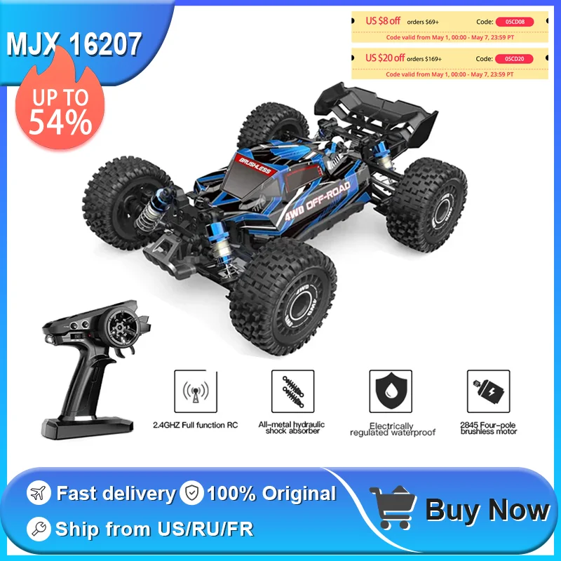 

Hyper Go MJX 16207 16208 Brushless Rc Car 70KM/H High Speed Drift Cars 1/16 2.4G 4WD Racing Car Off-Road Remote Control Truck