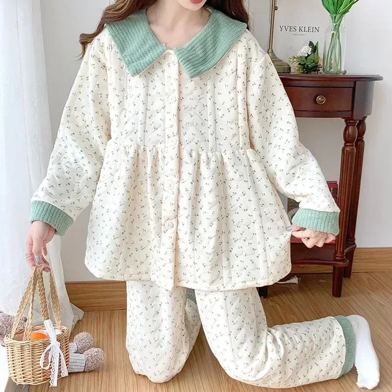 

Pajamas Pregnant Winter 2023 Breastfeeding Warm Homewear New Cotton Women Sleepwear Air Pure Autumn Postpartum Loungewear