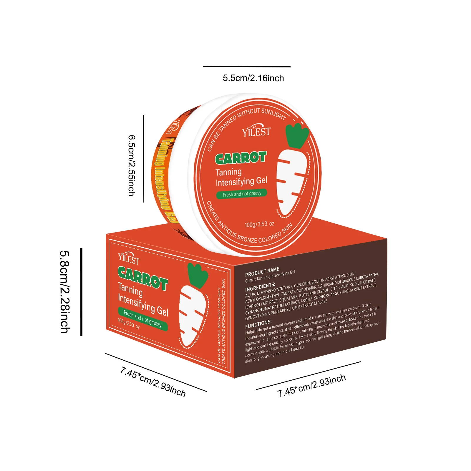 Carrot-Infused Sunless Tanning Gel - Achieve Natural Sun-Kissed Glow, Essential Bronzer for UV-Free Tan & Sunbathing. 1 Sf2cd244429de4029bfe20021fbd5d3055