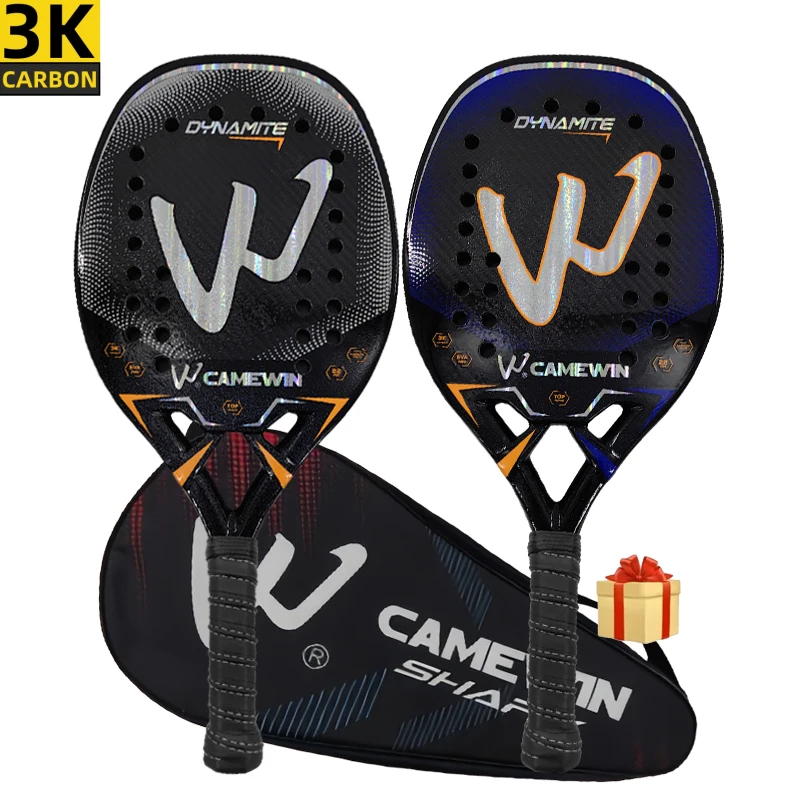 

2024 The new 3k carbon beach tennis racket Full carbon fiber rough surface With protective bag outer grip wrist care gift