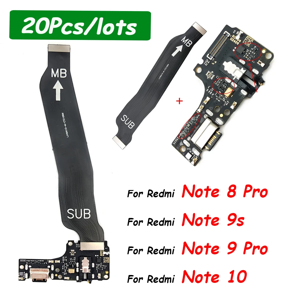 

20Pcs, For Xiaomi Redmi Note 10 Pro 10s 11 11s Pro 4G 5G USB Charger Charging Dock Port Connector Main Mainboard Flex Cable Mic
