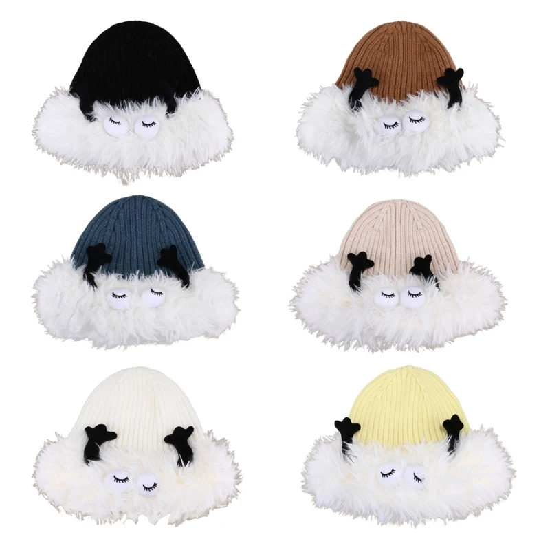 Furry Brim Beanie Cap Funny Cartoon Knit Skull Hat for Skiing Hiking Universal Windproof Outdoor Activity Headwear
Furry Brim Beanie Cap Funny Cartoon Knit Skull Hat for Skiing Hiking Universal Windproof Outdoor Activity Headwear
