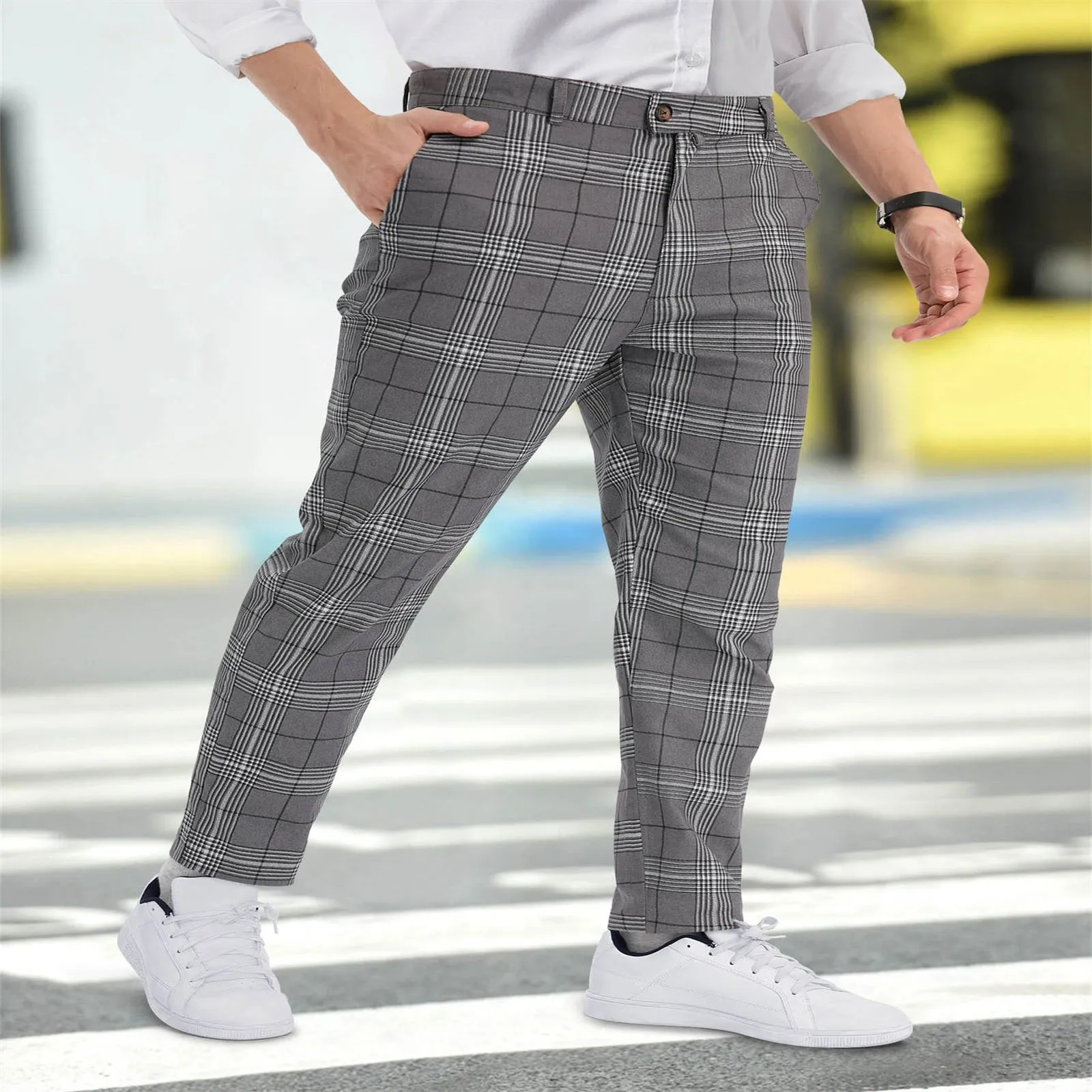 

Mens Plain Suit Pant British Dress Cargo Pants Casual Relaxed Fit Sport Jogger Drawstring Outdoor Trousers Pockets Pantalones