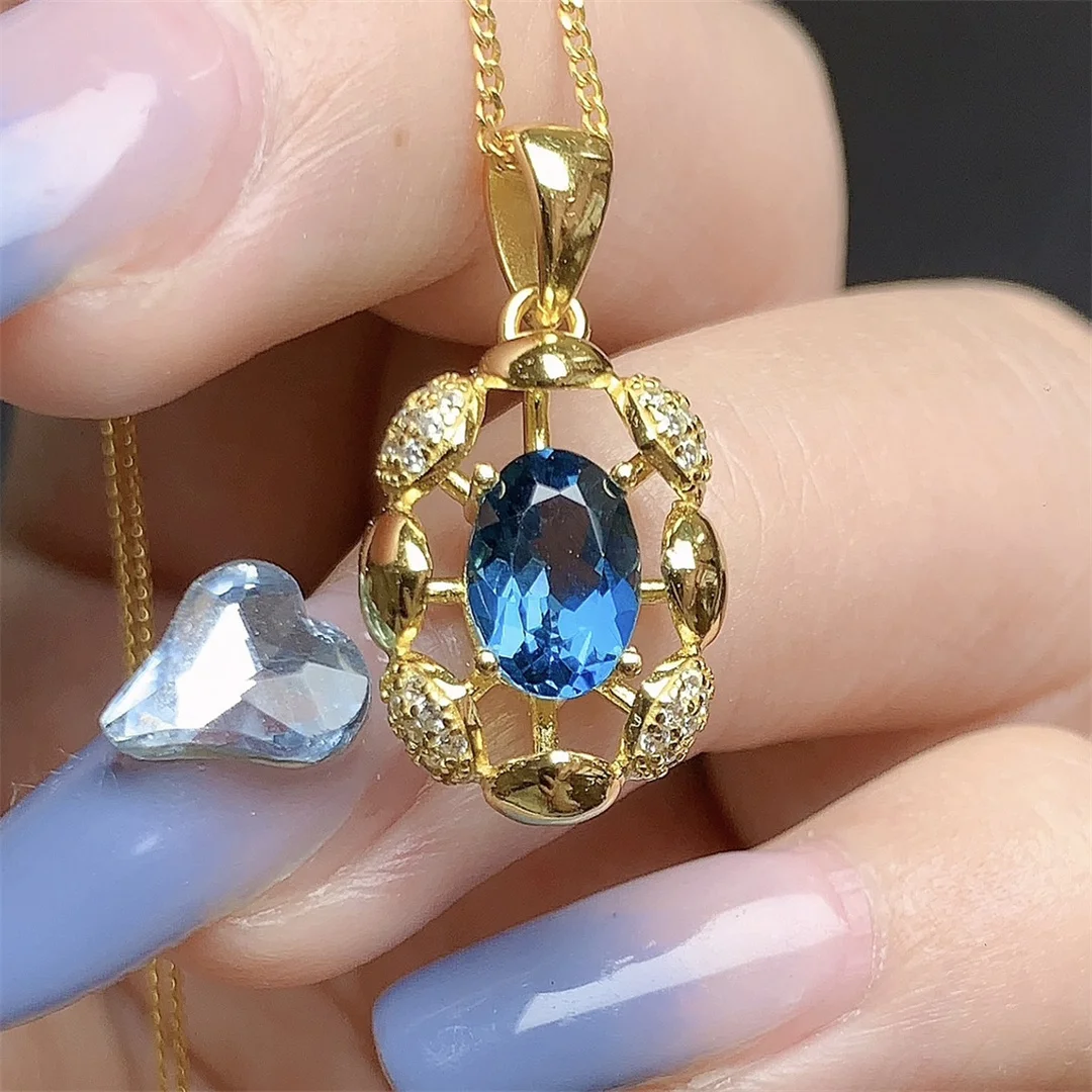 925 Sterling Silver Natural London Blue Topaz Necklace Jewelry Pure Beauty women's luxury jewelry Certified boutique
925 Sterling Silver Natural London Blue Topaz Necklace Jewelry Pure Beauty women's luxury jewelry Certified boutique