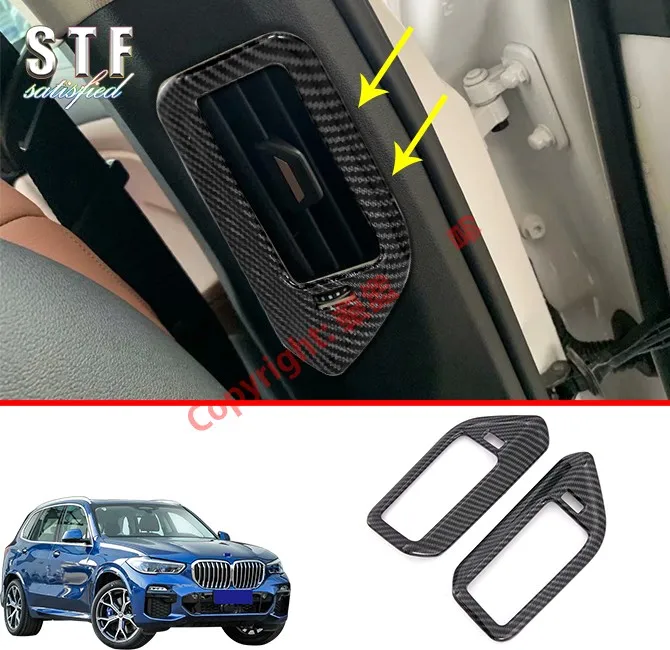 

Carbon Fiber Style Interior Rear Side Air-Condition Vent Outlet Cover Trim For BMW X5 G05 2019 2020 Car Accessories Stickers