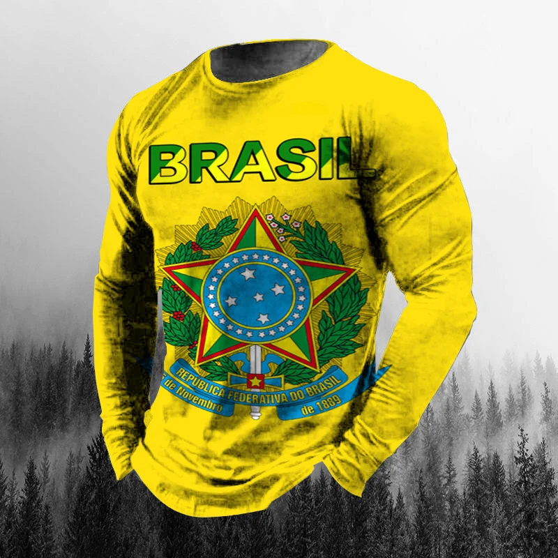 Cotton Warm Brazil Flag Men's Retro T-Shirt 3D Print Loose Long Sleeve Clothes Harajuku Europe and America Size 5xl
Cotton Warm Brazil Flag Men's Retro T-Shirt 3D Print Loose Long Sleeve Clothes Harajuku Europe and America Size 5xl