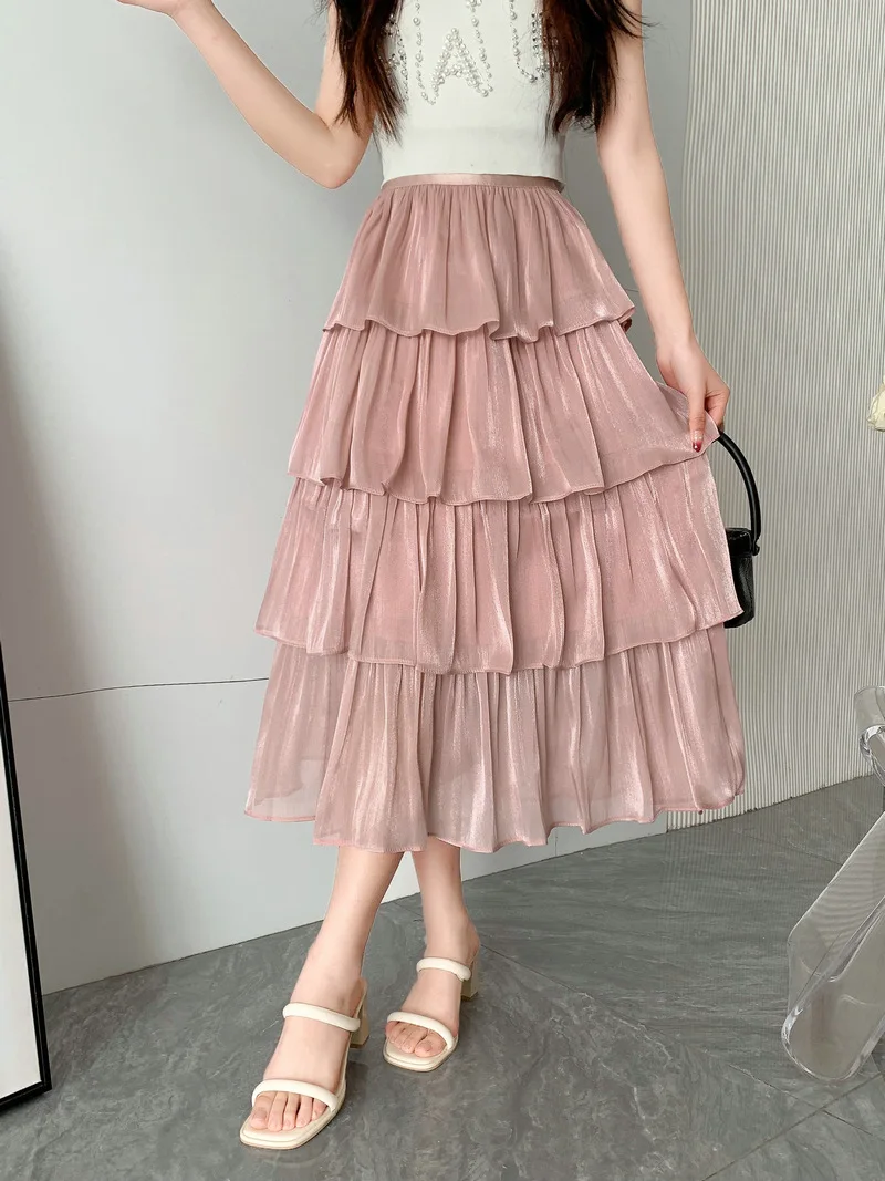 2023 Spring Summer All-Match Flow Glossy Fabric Cake Skirts women New Fresh Casual Mid-Length Skirt for Women
2023 Spring Summer All-Match Flow Glossy Fabric Cake Skirts women New Fresh Casual Mid-Length Skirt for Women