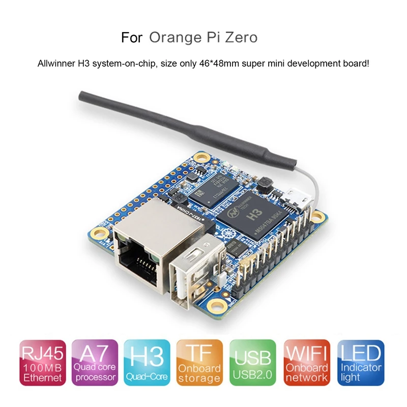 

Плата разработки микрокомпьютера Allwinner H3 для Orange Pi Zero 512 МБ, программируемая микроконтроллер + плата расширения