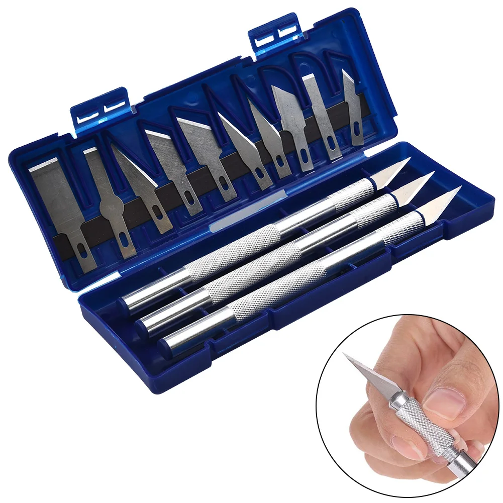 13PC Precision Cutter Set Exacto Hand Tool Kit Paper Cut Carving Tools Kit Cutter Blade DIY Repair Box Craft Art Cutting Use
13PC Precision Cutter Set Exacto Hand Tool Kit Paper Cut Carving Tools Kit Cutter Blade DIY Repair Box Craft Art Cutting Use