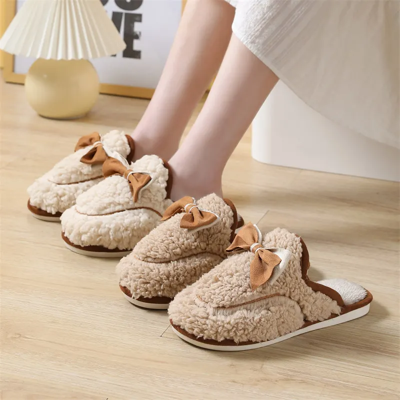 Korean Woman Fashion Leisure Soft Breathable Plush Slippers Autumn Winter Antiskid Comfort Indoor Cotton Slippers Bow Lovely
Korean Woman Fashion Leisure Soft Breathable Plush Slippers Autumn Winter Antiskid Comfort Indoor Cotton Slippers Bow Lovely
