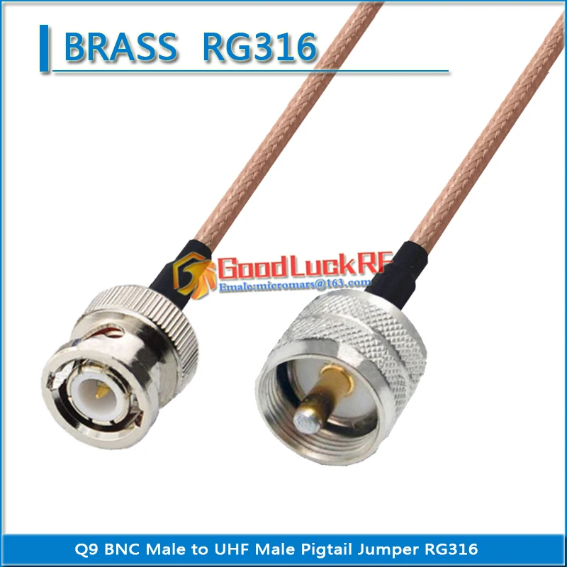 

Q9 BNC Male to PL259 SO239 PL-259 SO-239 UHF Male Plug UHF - BNC RF Connector Pigtail Jumper RG316 extend Cable Low Loss