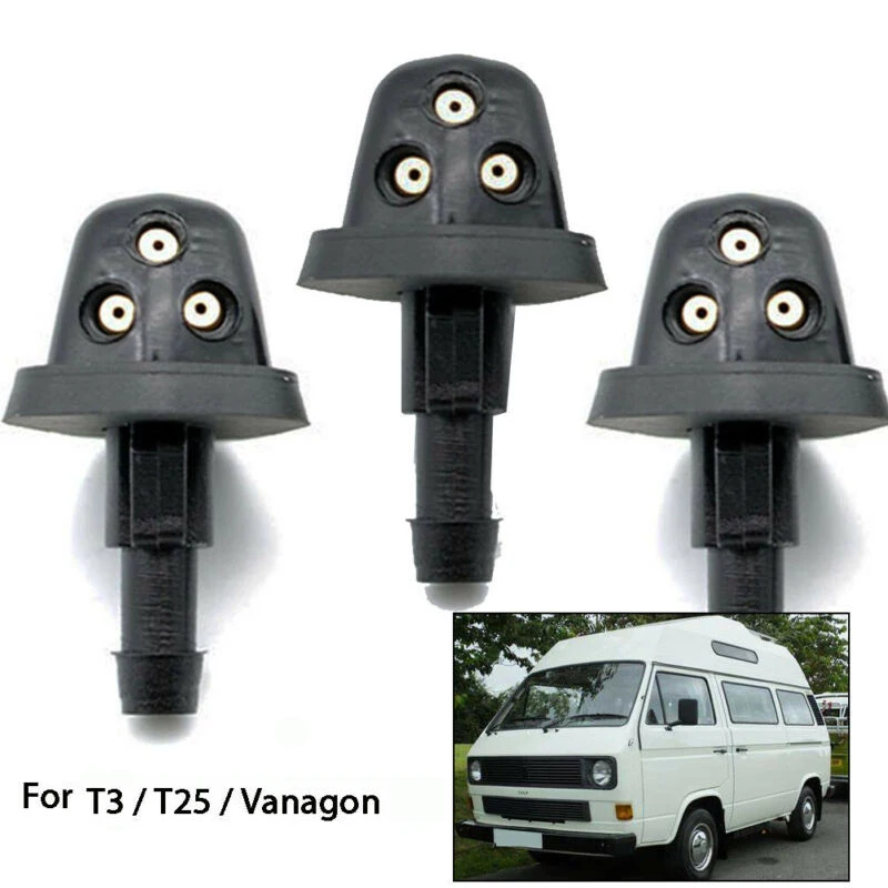 3x Jet Nozzles Triple Washers For T25 T3 Vanagon Front Rear -Windshield Washer Car Auto Wear Replacement Parts
3x Jet Nozzles Triple Washers For T25 T3 Vanagon Front Rear -Windshield Washer Car Auto Wear Replacement Parts