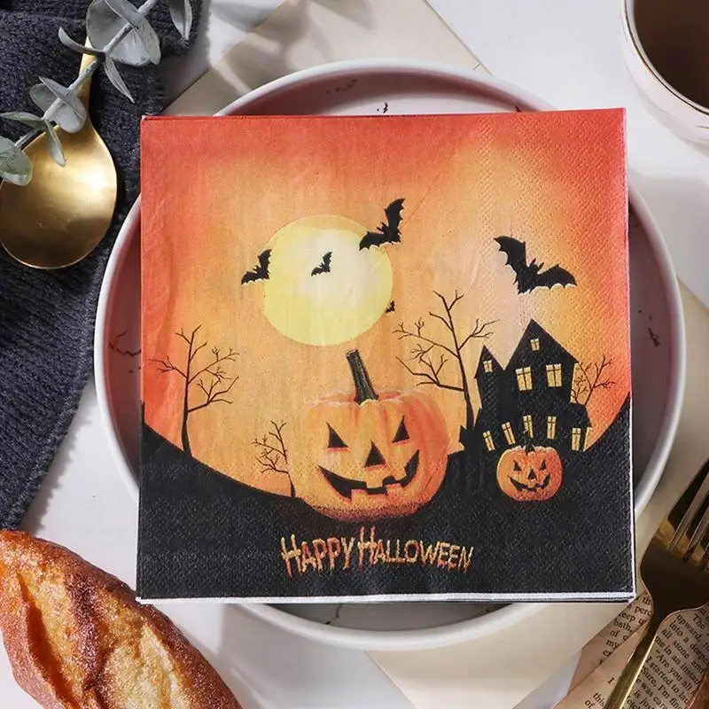 

Foldable Beverage Cocktail Napkins 2 Layer Trick Or Treat Printed Napkins Set Of 20 Halloween Party Napkins Home Party Decors