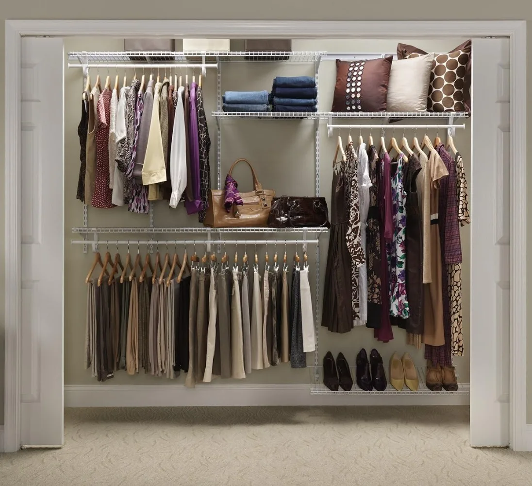 ClosetMaid ShelfTrack Wire Closet Organizer System, Adjustable from 5 to 8 Ft., With Shelves, Clothes Rods, Shoe Shelf, Hardware
ClosetMaid ShelfTrack Wire Closet Organizer System, Adjustable from 5 to 8 Ft., With Shelves, Clothes Rods, Shoe Shelf, Hardware