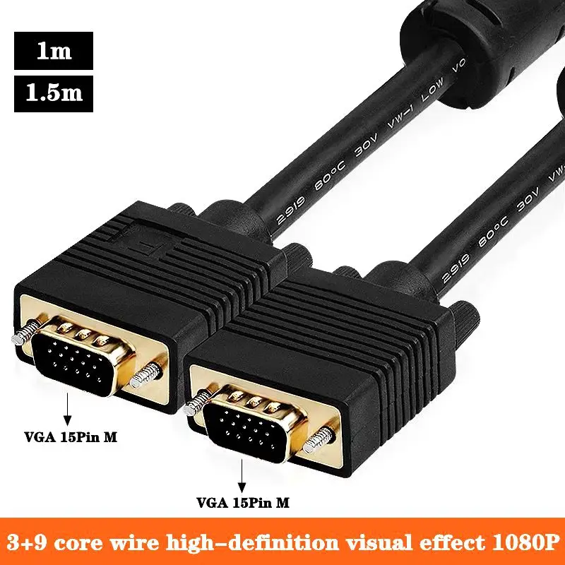 

VGA Cable 3+9 Computer To TV Cable Monitor Connection Cable Projector Vga High-Definition Video Cable VGA Male To Male