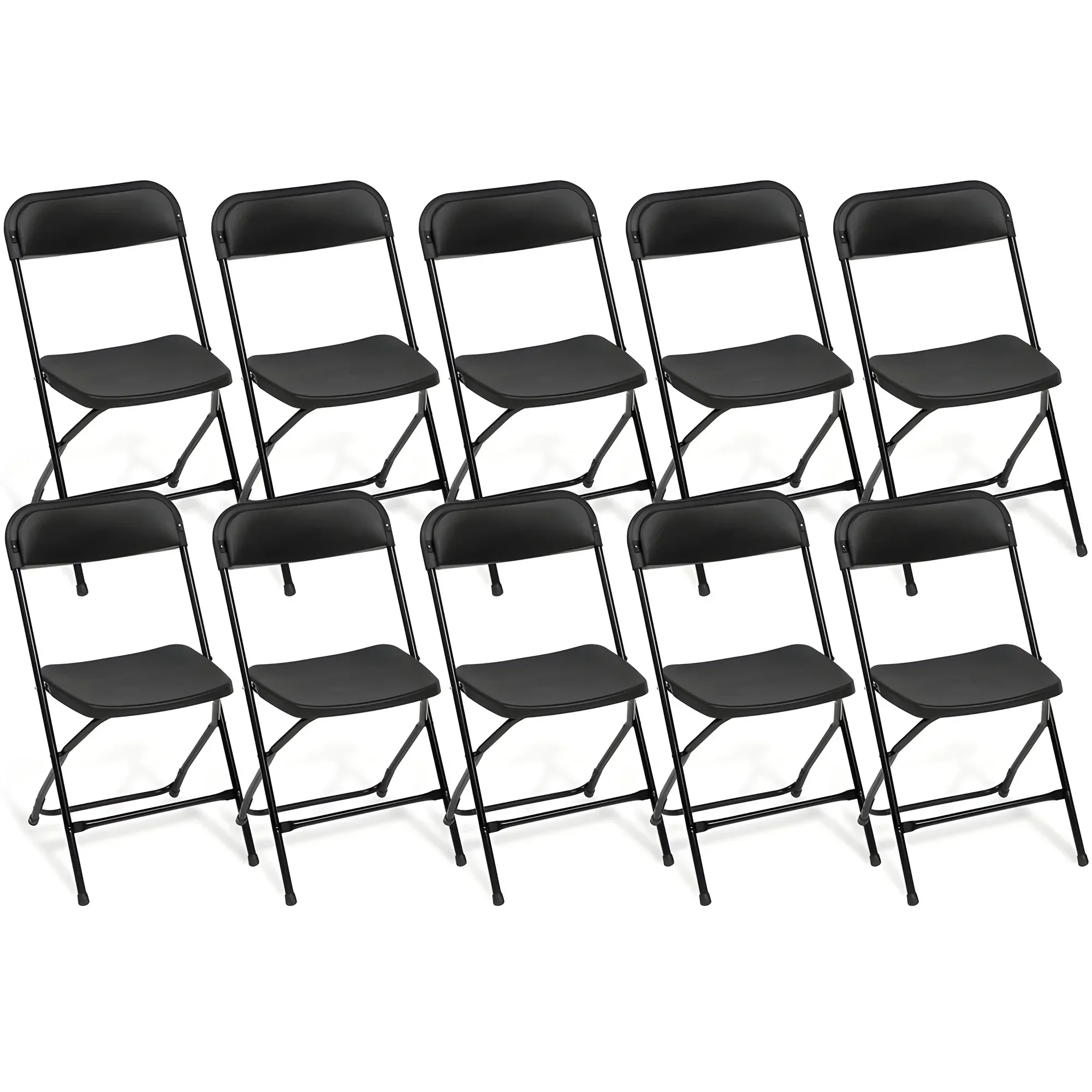 

Складные стулья, 10 упаковок, пластиковые складные стулья для использования в помещении и на открытом воздухе, вес 350 фунтов, черные