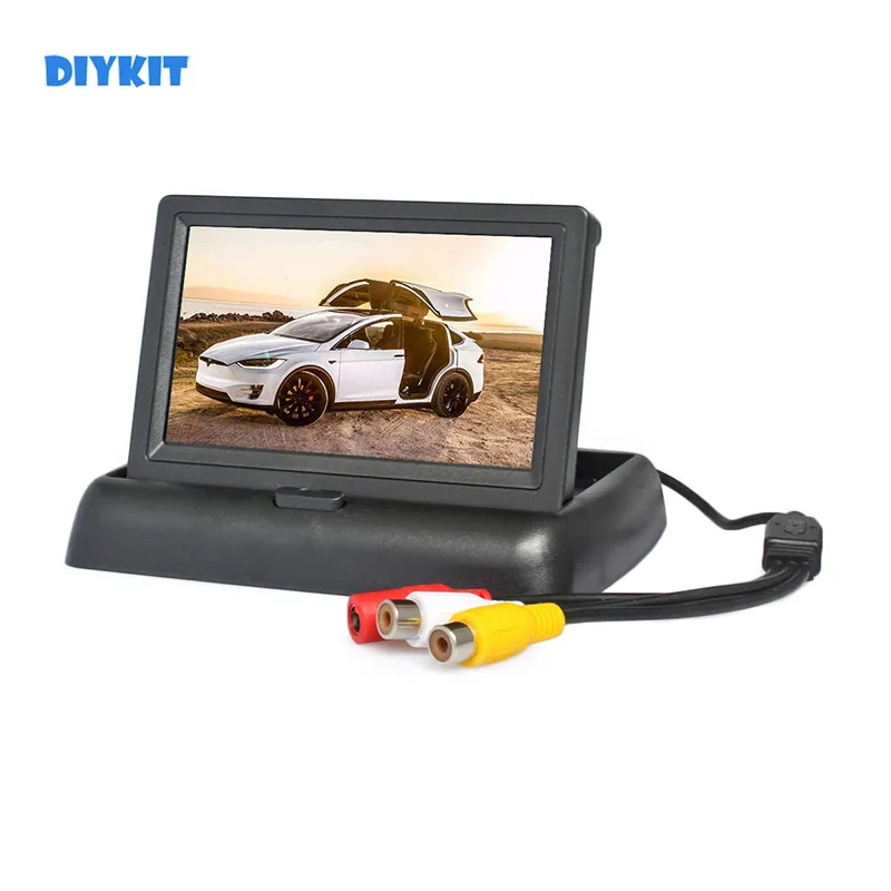 

DIYKIT 4.3 inch Foldable TFT LCD Monitor Car Reverse Rear View Car Monitor for Camera DVD VCR