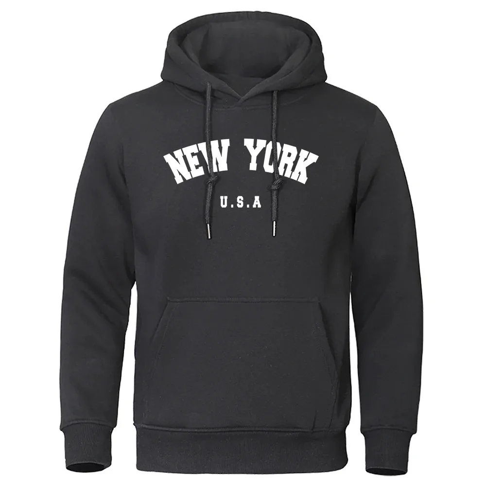

Толстовка мужская с капюшоном, модный Повседневный пуловер оверсайз с длинным рукавом и принтом Нью-Йорка, с надписью США и городским принтом, уличная кофта
