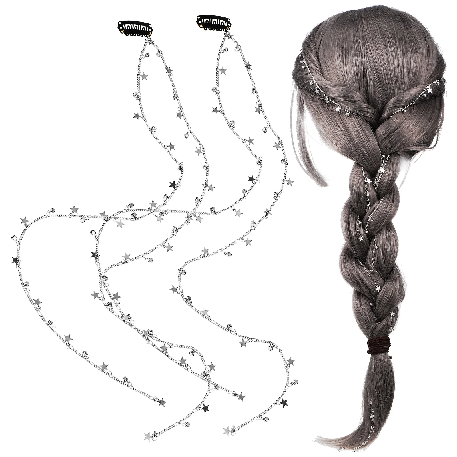 2 Pcs Star Pendant Braided Hair Chain 2pcs Accessories for Women Tassel Chains Braids Rhinestones Jewelry Alloy Miss
2 Pcs Star Pendant Braided Hair Chain 2pcs Accessories for Women Tassel Chains Braids Rhinestones Jewelry Alloy Miss