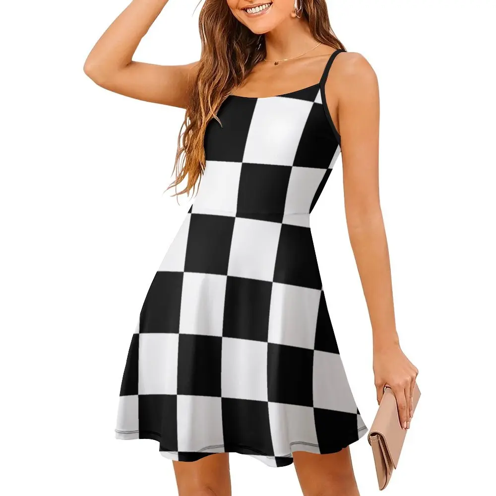 

Sexy Checkered Flag WIN WINNER Chequered Flag Motor Women's Sling Dress Casual Cocktails Woman's Dress The Dress Graphic Vi