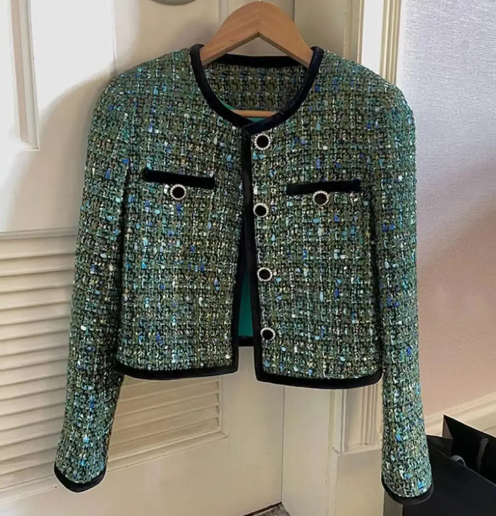 Elegant Woven Woolen Blended Tweed Short Jacket for Women's Autumn Winter Slim Cardigan Coat 2023 New
Elegant Woven Woolen Blended Tweed Short Jacket for Women's Autumn Winter Slim Cardigan Coat 2023 New