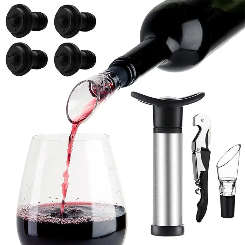 

4 in 1 Wine Opener SetRed Wine Stopper Vacuum Extraction Bottle Stopper Portable Red Wine Opener Wine Storage Accessories