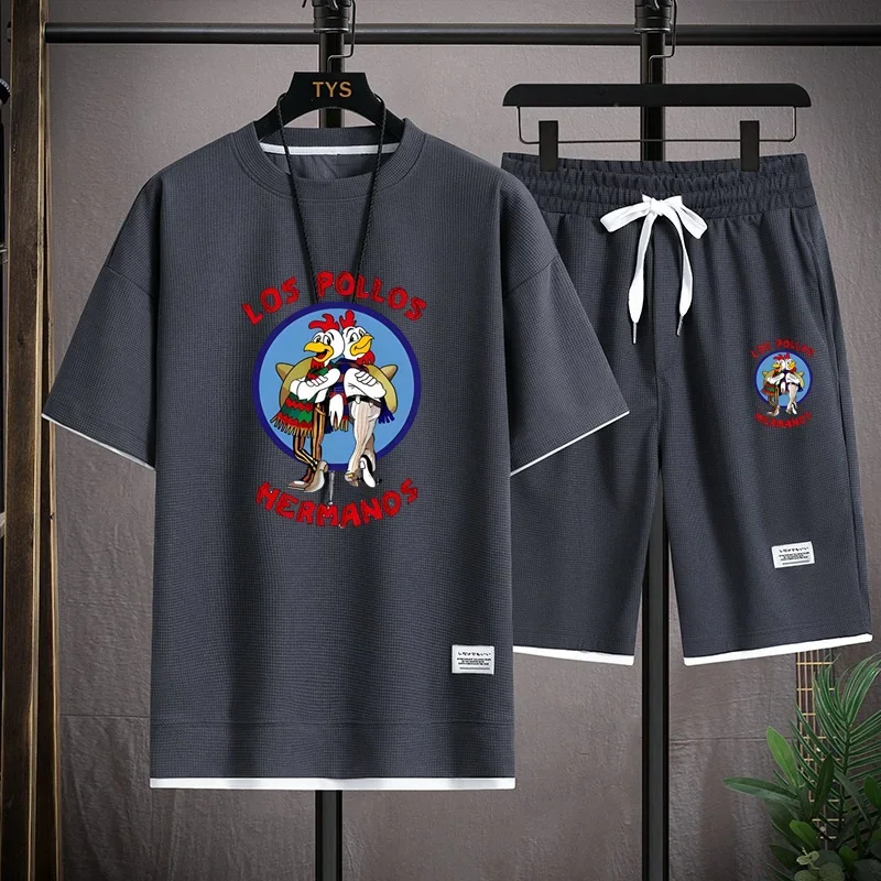 LOS POLLOS Hermanos Men's Waffle Sets Casual T-Shirt And Shorts Set Male Sports Suit Chicken Brothers Tracksuit Loose Suits
LOS POLLOS Hermanos Men's Waffle Sets Casual T-Shirt And Shorts Set Male Sports Suit Chicken Brothers Tracksuit Loose Suits