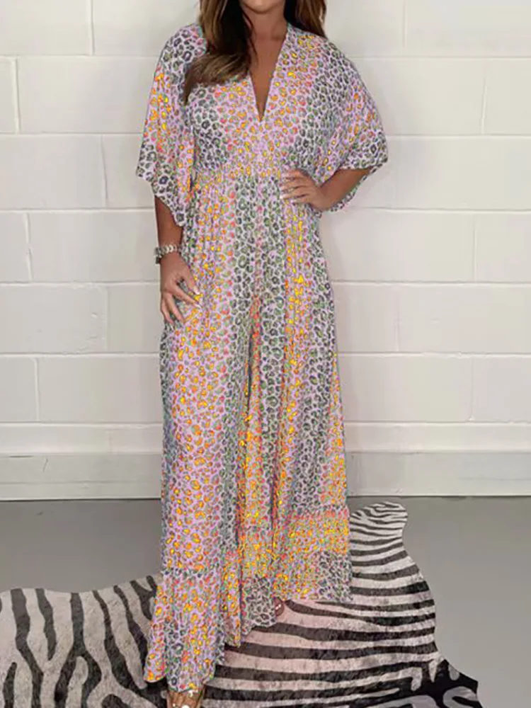 Deep V-Neck Half Sleeve Loungewear Bodysuits Women Spring Summer Printing Fashion Simple Jumpsuits New Wide Leg Pants Streetwear
Deep V-Neck Half Sleeve Loungewear Bodysuits Women Spring Summer Printing Fashion Simple Jumpsuits New Wide Leg Pants Streetwear