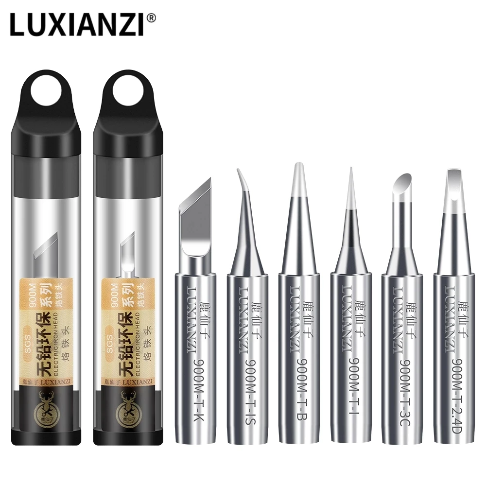 

LUXIANZI 1pcs Lead Free Soldering Iron Tips Copper 900M Tip Soldering BGA Welding Tips K/1.5K/SK/3C/B/IS/I/2.4D SGS High Quality