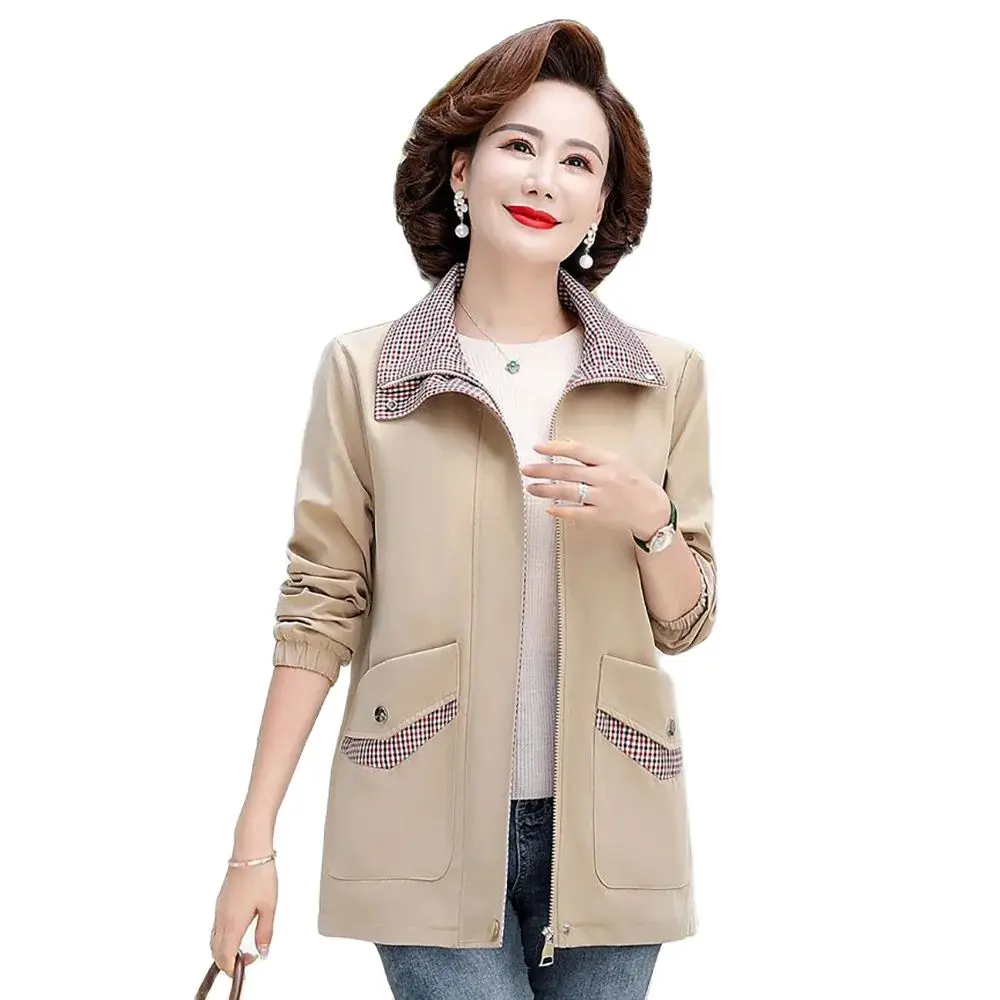 

Young Mother's Spring And Autumn Coat 2024 New Middle-aged Ladies Western-style Fashion Loose Casual Large Size Windbreaker Tide