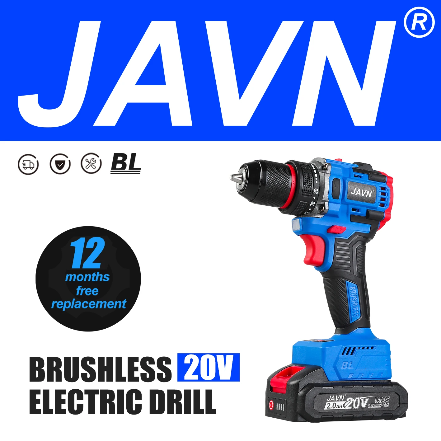 JAVN 20V 70N.m Brushless Electric drill cordless battery screwdriver Mini drill 25+1 Torque Settings 2-Speeds Power Tool
JAVN 20V 70N.m Brushless Electric drill cordless battery screwdriver Mini drill 25+1 Torque Settings 2-Speeds Power Tool