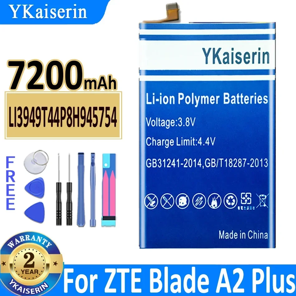 

7200mAh YKaiserin Battery Li3949T44P8h945754 For ZTE Blade A2 Plus BV0730 A2Plus A610 Plus Bateria