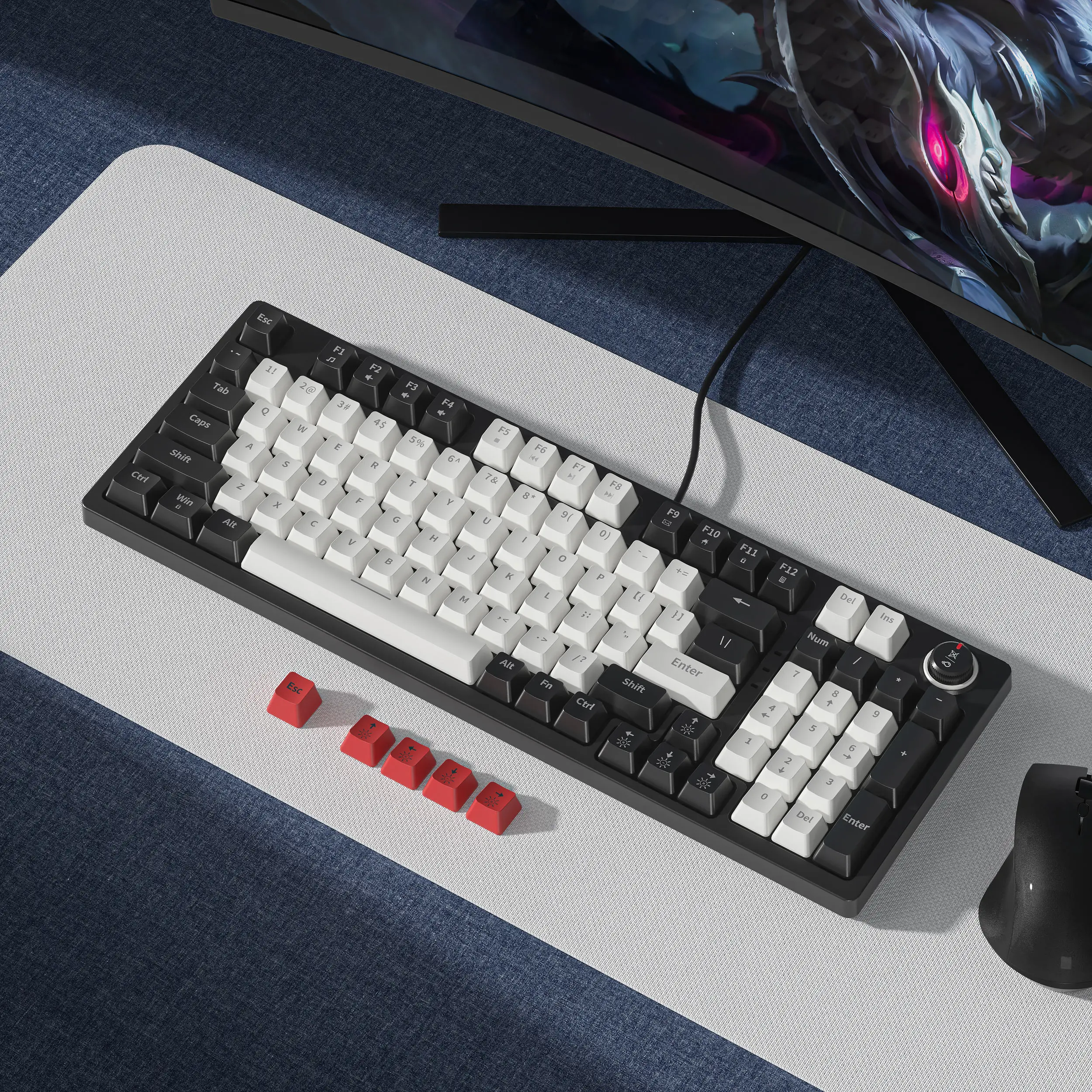 98 Keys ZA9810 Classic White Black Knob Wired Mechanical Gaming Keyboard USB RGB Black With Red Switches For FL Esports Teclado
98 Keys ZA9810 Classic White Black Knob Wired Mechanical Gaming Keyboard USB RGB Black With Red Switches For FL Esports Teclado