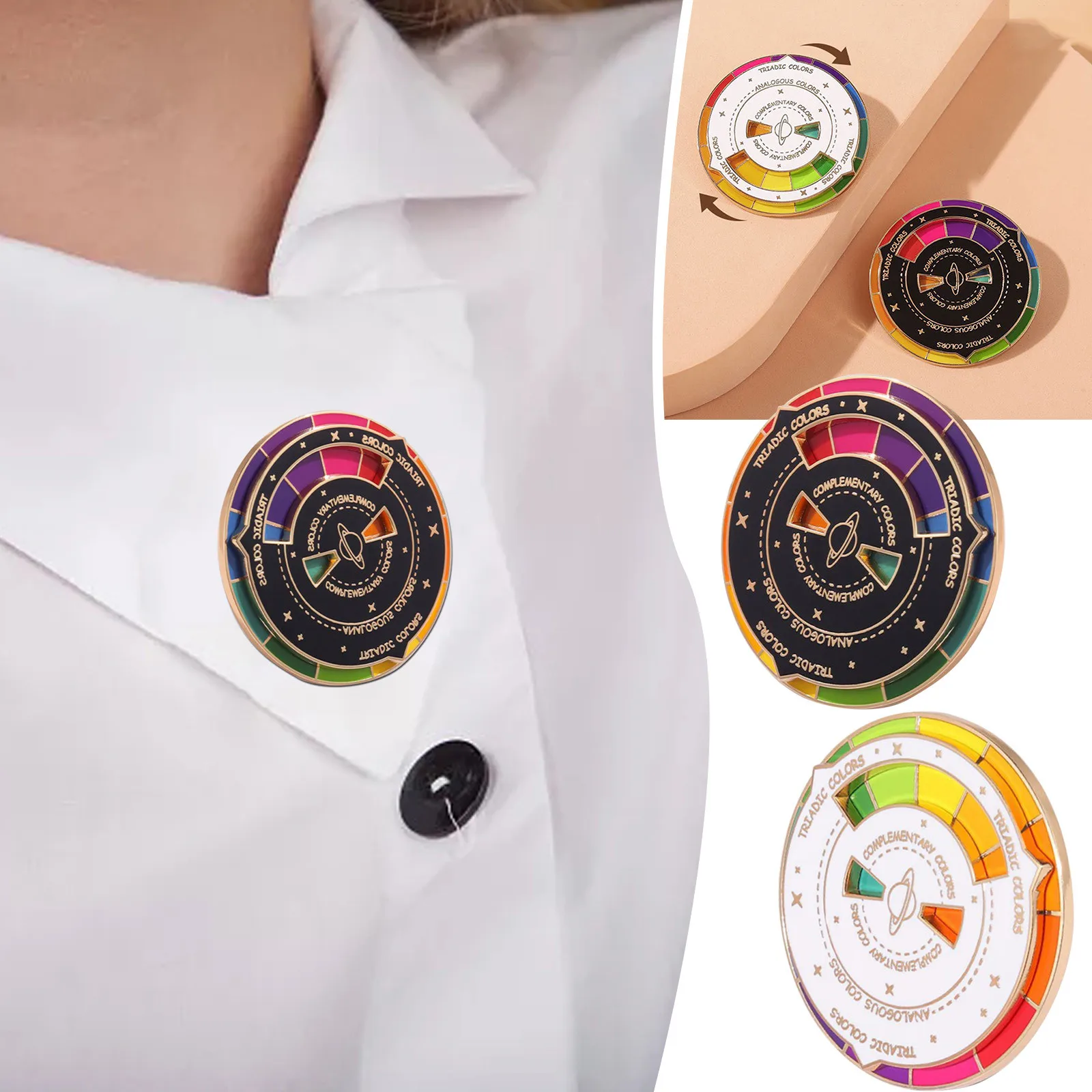 Funny Creative Color Wheel Enamel Pin The Spinning Wheel Moves Nicely Color Wheel Brooch
Funny Creative Color Wheel Enamel Pin The Spinning Wheel Moves Nicely Color Wheel Brooch