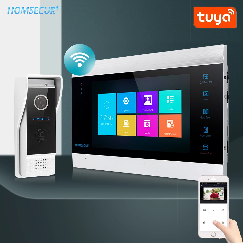 

HOMSECUR 4 Wire 7" Tuya WIFI Video Door Phone Intercom Waterproof HD Doorbell Camera Snapshot Recording Outdoor Monitoring